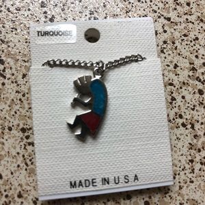 3 for $13! Silver & Turqouise Kokopelli Necklace